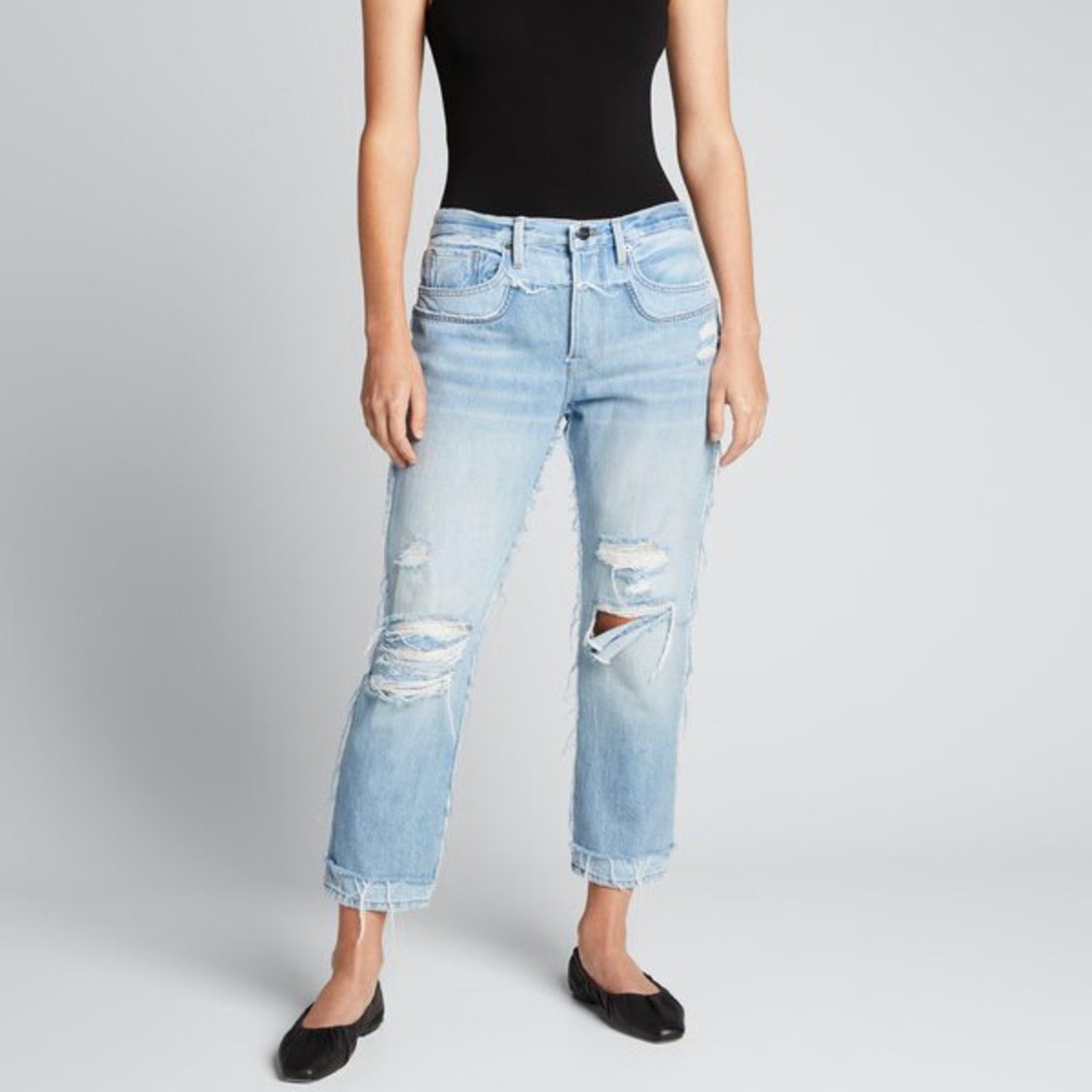 NWT Frame Layered Look Distressed Denim
